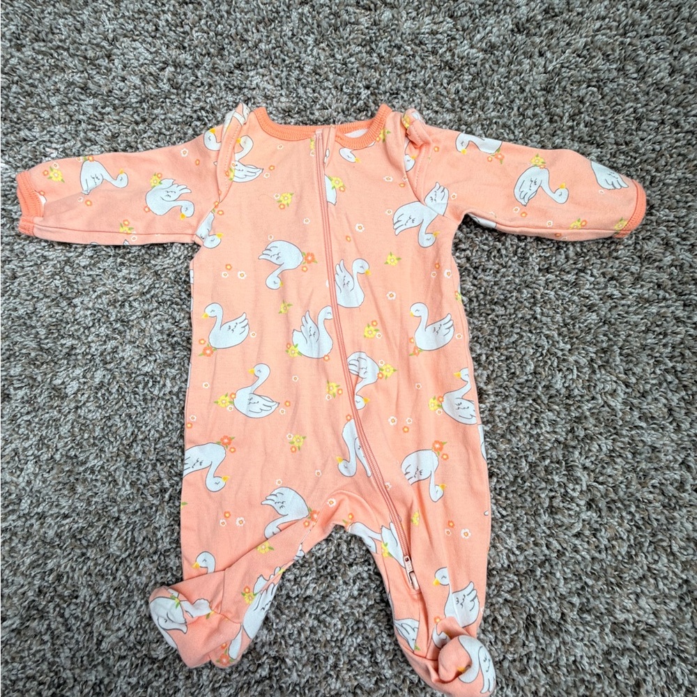 Wonder Nation Peach Swan Print Kids Footie